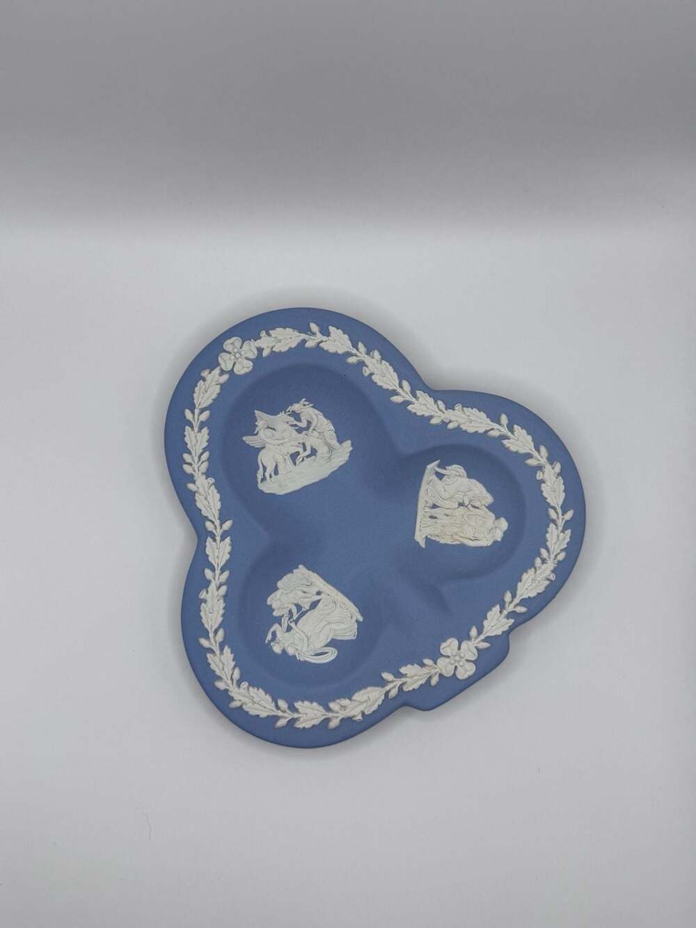 Vintage Wedgwood Blue Jasperware Club Shaped Trinket Dish